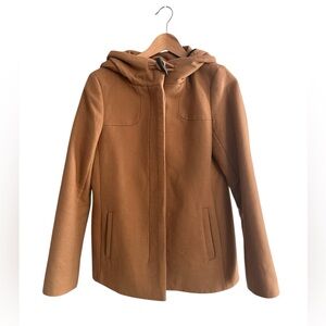 Babaton Brown Hooded Tea Pea Coat